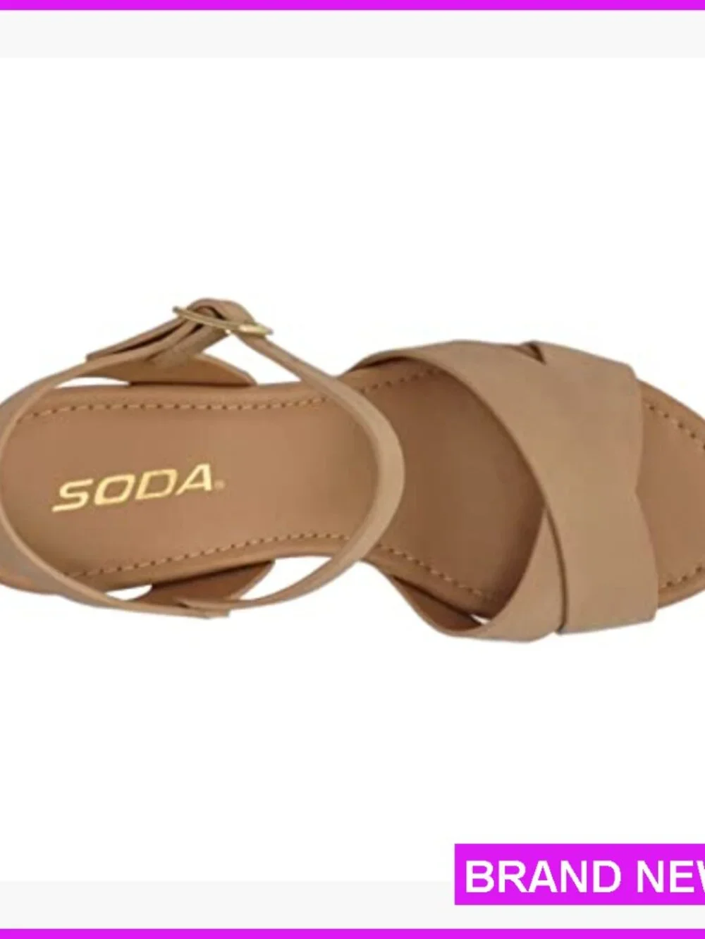 Chunky Platform Heeled Sandals Crisscross Strap Ankle Buckle Stud Fashion - Picture 5 of 5